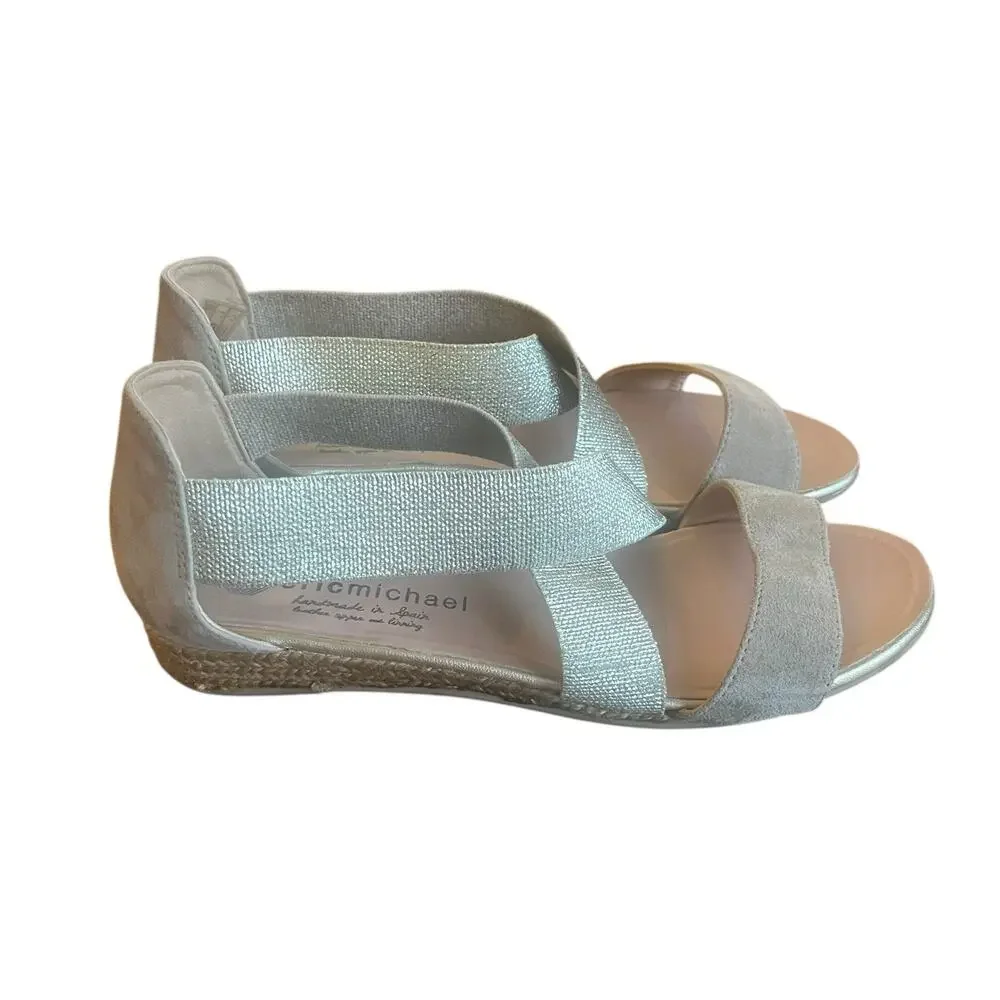 Eric Michael MIA Espadrille Sandal EU 41 US 10.5 Suede Metallic Mini Wedge Spain